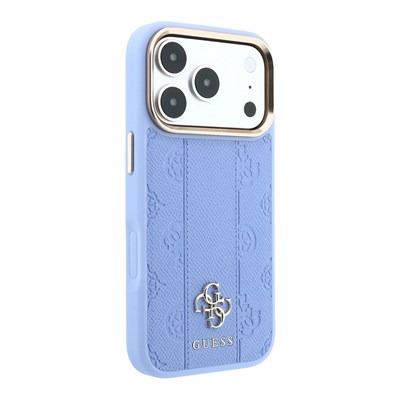 Apple iPhone 18 Pro Kılıf Guess Orjinal Lisanslı M-safe Şarj Özellikli Şeritli Peony 4G ve Yazı Logolu Kapak