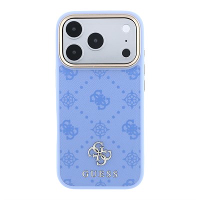 Apple iPhone 18 Pro Kılıf Guess Orjinal Lisanslı M-safe Şarj Özellikli Klasik Yazı ve 4G Logolu PU Deri Peony Kapak