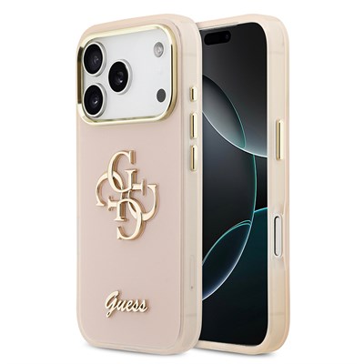 Apple iPhone 18 Pro Kılıf Guess Orjinal Lisanslı Yazı ve 4G Büyük Metal Logolu Silikon Kapak