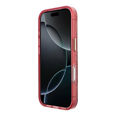Apple iPhone 18 Pro Kılıf Guess Orjinal Lisanslı M-safe Şarj Özellikli Gül Desenli Simli Yazı Logolu Kapak