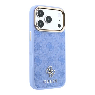 Apple iPhone 18 Pro Kılıf Guess Orjinal Lisanslı M-safe Şarj Özellikli Klasik Yazı ve 4G Logolu PU Deri Peony Kapak
