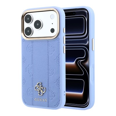 Apple iPhone 18 Pro Kılıf Guess Orjinal Lisanslı M-safe Şarj Özellikli Şeritli Peony 4G ve Yazı Logolu Kapak