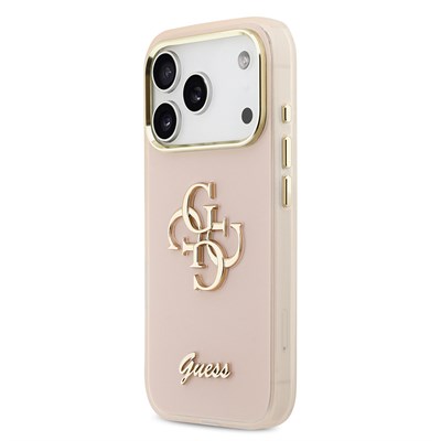 Apple iPhone 18 Pro Kılıf Guess Orjinal Lisanslı Yazı ve 4G Büyük Metal Logolu Silikon Kapak