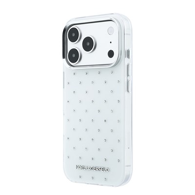 Apple iPhone 18 Pro Kılıf Karl Lagerfeld Orjinal Lisanslı Taşlı Elektro Kaplama Metal Logolu Kapak