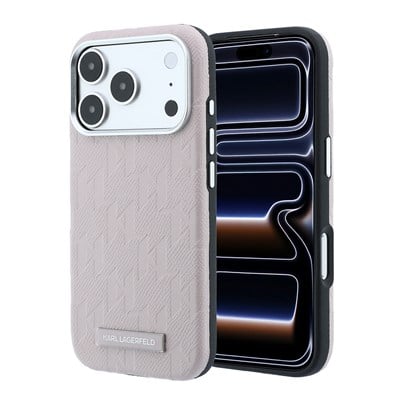 Apple iPhone 18 Pro Kılıf Karl Lagerfeld Orjinal Lisanslı M-safe Şarj Özellikli KL Yazılı Hot Stamp Kapak