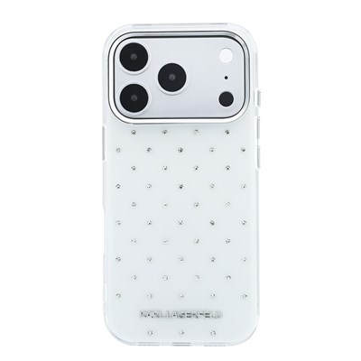 Apple iPhone 18 Pro Kılıf Karl Lagerfeld Orjinal Lisanslı Taşlı Elektro Kaplama Metal Logolu Kapak