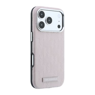 Apple iPhone 18 Pro Kılıf Karl Lagerfeld Orjinal Lisanslı M-safe Şarj Özellikli KL Yazılı Hot Stamp Kapak