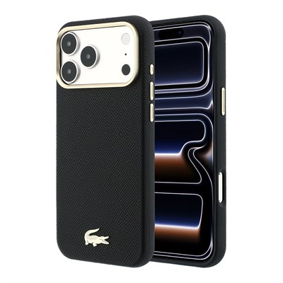 Apple iPhone 18 Pro Kılıf Lacoste Orjinal Lisanslı M-Safe Şarj Özellikli PVC Yarı Pike Desenli Arka Yüzey İkonik Timsah Dokuma Logolu Kapak