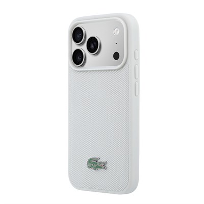 Apple iPhone 18 Pro Kılıf Lacoste Orjinal Lisanslı M-safe Şarj Özellikli PU Pike Desenli Metal Logolu Kapak