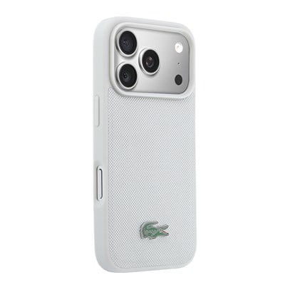 Apple iPhone 18 Pro Kılıf Lacoste Orjinal Lisanslı M-safe Şarj Özellikli PU Pike Desenli Metal Logolu Kapak