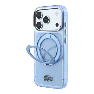Apple iPhone 18 Pro Kılıf Lacoste Orjinal Lisanslı M-safe Şarj Özellikli 360 Derece Dönebilen Standlı İkonik Timsah Logolu Kapak