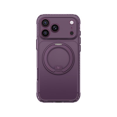 Apple iPhone 18 Pro Kılıf M-Safe Şarj Özellikli Airbag Tasarımlı Standlı Lens Korumalı AmazingThing Titan Pro MagSpin Kapak