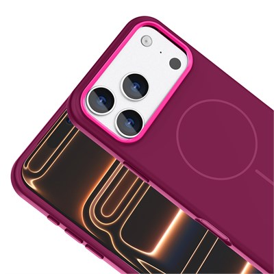 Apple iPhone 18 Pro Kılıf M-Safe Şarj Özellikli Metal Kamera Çerçeveli Zore Edi Silikon Kapak