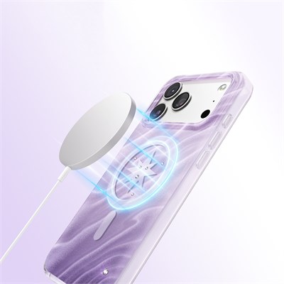 Apple iPhone 18 Pro Kılıf M-Safe Şarj Özellikli Orjinal Swarovski Taşlı Zore Paris Rovix Sert PC Kapak