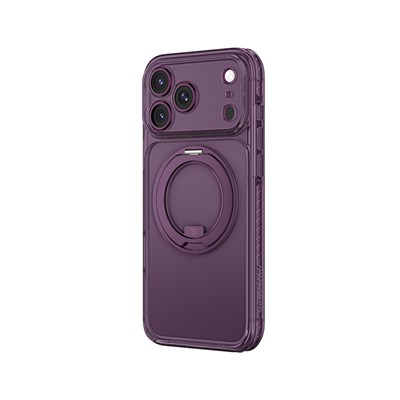Apple iPhone 18 Pro Kılıf M-Safe Şarj Özellikli Airbag Tasarımlı Standlı Lens Korumalı AmazingThing Titan Pro MagSpin Kapak