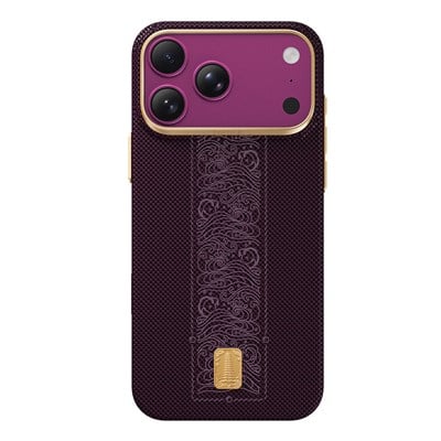Apple iPhone 18 Pro Kılıf M-safe Şarj Özellikli Raptic Aramid Skin Rise Serisi 24 Ayar Altın Kaplamalı Karbon Kapak