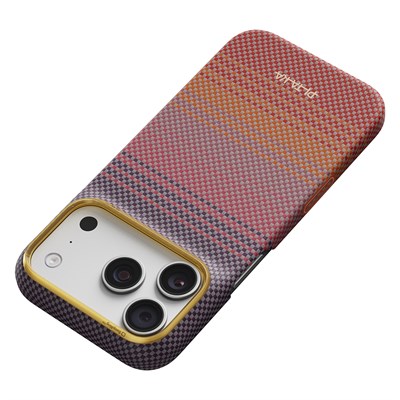 Apple iPhone 18 Pro Kılıf M-safe Şarj Özellikli Aramid Fiber Pitaka Sunset 2.0 California Dream Serisi Kapak