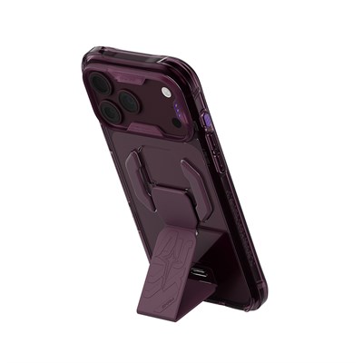 Apple iPhone 18 Pro Kılıf M-safe Şarj Özellikli Teknoloji Desenli Skinarma Helio CE Mag Charge Standlı Kapak