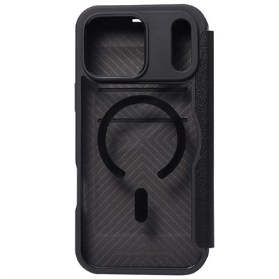 Apple iPhone 18 Pro Kılıf M-safe Şarj Özellikli Vegan Deri Tasarımlı Şeffaf Arka Yüzey Kartlıklı Raptic Urban Folio Serisi Kapak