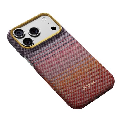 Apple iPhone 18 Pro Kılıf M-safe Şarj Özellikli Aramid Fiber Pitaka Sunset 2.0 California Dream Serisi Kapak