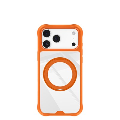 Apple iPhone 18 Pro Kılıf M-safe Şarj Özellikli Parmak Ring Standlı Airbag Tasarımlı Mutural Obsidian Serisi Kapak