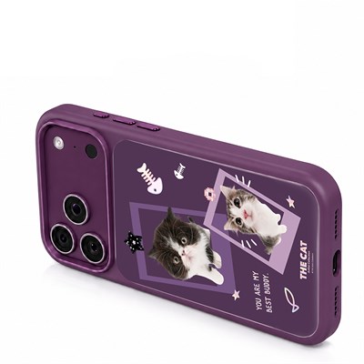 Apple iPhone 18 Pro Kılıf M-safe Şarj Özellikli 3D Baskılı Tasarım Mutural The Cat Serisi Kapak