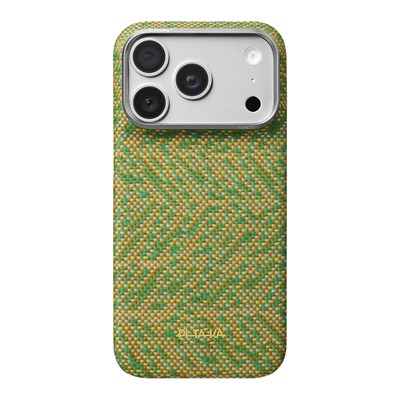 Apple iPhone 18 Pro Kılıf M-safe Şarj Özellikli Aramid Karbon Fiber Pitaka Wind Over Wheat Serisi Kapak