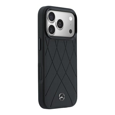 Apple iPhone 18 Pro Kılıf Mercedes Benz Orjinal Lisanslı M-safe Şarj Özellikli 3D Metal Logolu Crossed Lines Kapak