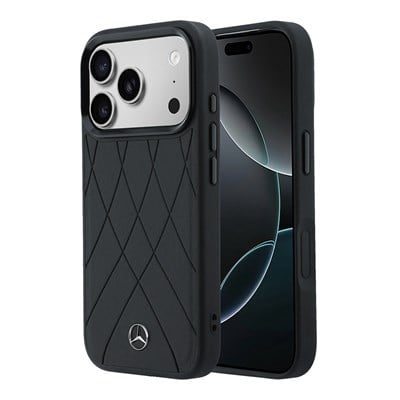 Apple iPhone 18 Pro Kılıf Mercedes Benz Orjinal Lisanslı M-safe Şarj Özellikli 3D Metal Logolu Crossed Lines Kapak