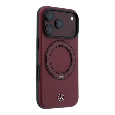 Apple iPhone 18 Pro Kılıf Mercedes Benz Orjinal Lisanslı M-safe Şarj Özellikli 360 Derece Dönebilen Standlı PU Metal Logolu Kapak