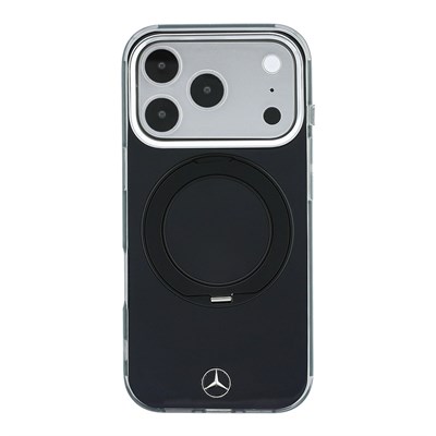 Apple iPhone 18 Pro Kılıf Mercedes Benz Orjinal Lisanslı M-safe Şarj Özellikli 360 Derece Dönebilen Standlı Metal Logolu Sert PC Kapak