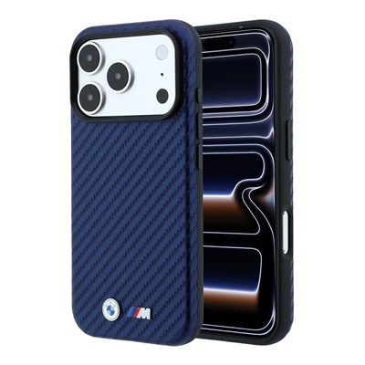 Apple iPhone 18 Pro Max Kılıf BMW Orjinal Lisanslı M-safe Şarj Özellikli Karbon Fiber Tasarımlı ve Metal Logolu PU Deri Kapak