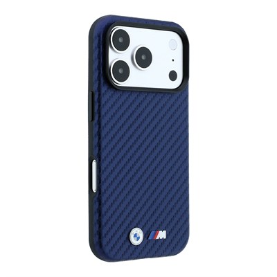 Apple iPhone 18 Pro Max Kılıf BMW Orjinal Lisanslı M-safe Şarj Özellikli Karbon Fiber Tasarımlı ve Metal Logolu PU Deri Kapak