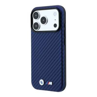 Apple iPhone 18 Pro Max Kılıf BMW Orjinal Lisanslı M-safe Şarj Özellikli Karbon Fiber Tasarımlı ve Metal Logolu PU Deri Kapak