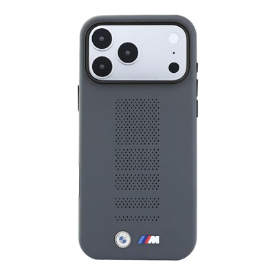 Apple iPhone 18 Pro Max Kılıf BMW Orjinal Lisanslı M-safe Şarj Özellikli PU Delikli Metal M Logolu Kapak