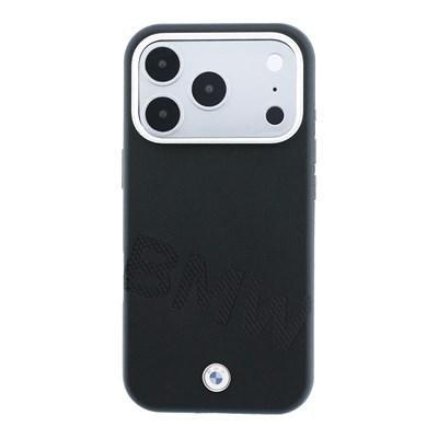 Apple iPhone 18 Pro Max Kılıf BMW Orjinal Lisanslı M-safe Şarj Özellikli Kabartma Tasarımlı PU Metal Logolu Kapak