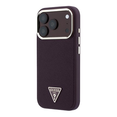 Apple iPhone 18 Pro Max Kılıf Guess Orjinal Lisanslı M-safe Şarj Özellikli Grained Triangle Kapak