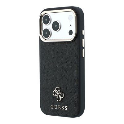 Apple iPhone 18 Pro Max Kılıf Guess Orjinal Lisanslı M-safe Şarj Özellikli Klasik Yazı ve 4G Logolu PU Deri Saffiano Kapak