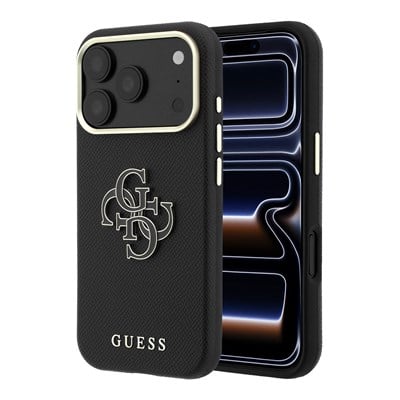 Apple iPhone 18 Pro Max Kılıf Guess Orjinal Lisanslı M-safe Şarj Özellikli PU Yazı ve 4G Büyük Metal Logolu Kapak