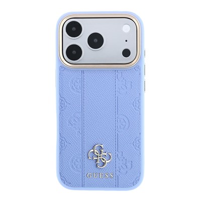 Apple iPhone 18 Pro Max Kılıf Guess Orjinal Lisanslı M-safe Şarj Özellikli Şeritli Peony 4G ve Yazı Logolu Kapak