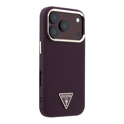 Apple iPhone 18 Pro Max Kılıf Guess Orjinal Lisanslı M-safe Şarj Özellikli Grained Triangle Kapak