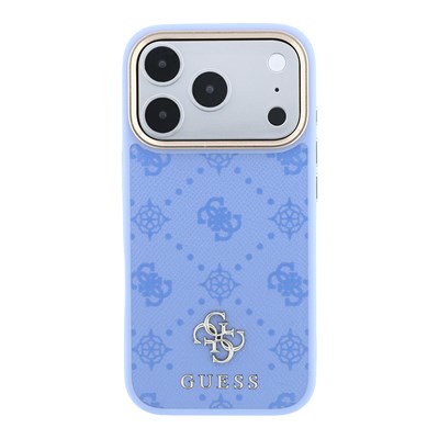 Apple iPhone 18 Pro Max Kılıf Guess Orjinal Lisanslı M-safe Şarj Özellikli Klasik Yazı ve 4G Logolu PU Deri Peony Kapak