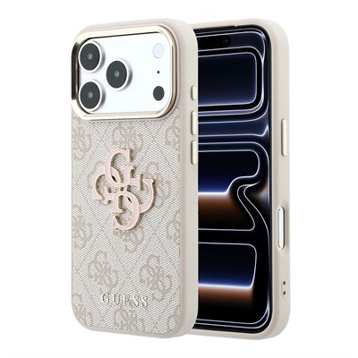 Apple iPhone 18 Pro Max Kılıf Guess Orjinal Lisanslı 4G Büyük Resin Logolu PU Kapak