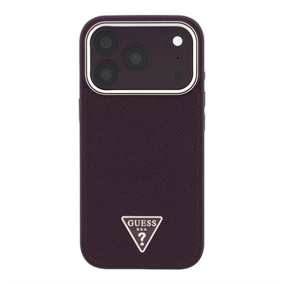 Apple iPhone 18 Pro Max Kılıf Guess Orjinal Lisanslı M-safe Şarj Özellikli Grained Triangle Kapak
