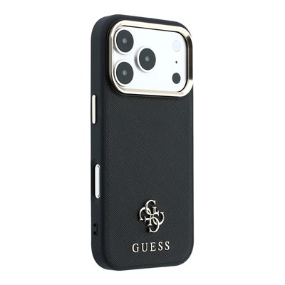 Apple iPhone 18 Pro Max Kılıf Guess Orjinal Lisanslı M-safe Şarj Özellikli Klasik Yazı ve 4G Logolu PU Deri Saffiano Kapak