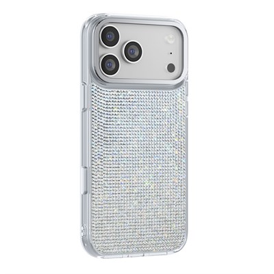Apple iPhone 18 Pro Max Kılıf M-Safe Şarj Özellikli El İşlemeli Swarovski Taşlı Zore Paris Riva Sert PC Kapak