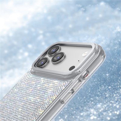 Apple iPhone 18 Pro Max Kılıf M-Safe Şarj Özellikli El İşlemeli Swarovski Taşlı Zore Paris Riva Sert PC Kapak