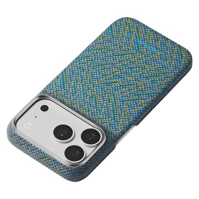 Apple iPhone 18 Pro Max Kılıf M-safe Şarj Özellikli Aramid Karbon Fiber Pitaka Wind Over Wheat Serisi Kapak