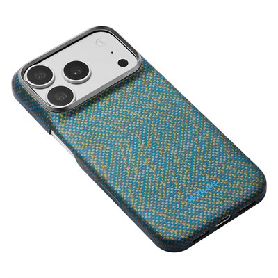 Apple iPhone 18 Pro Max Kılıf M-safe Şarj Özellikli Aramid Karbon Fiber Pitaka Wind Over Wheat Serisi Kapak