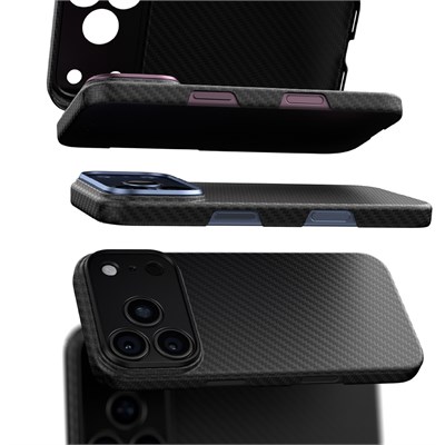 Apple iPhone 18 Pro Max Kılıf M-safe Şarj Özellikli 1500D Aramid Fiber Lens Korumalı Amazingthing Titan Max Serisi Karbon Kapak